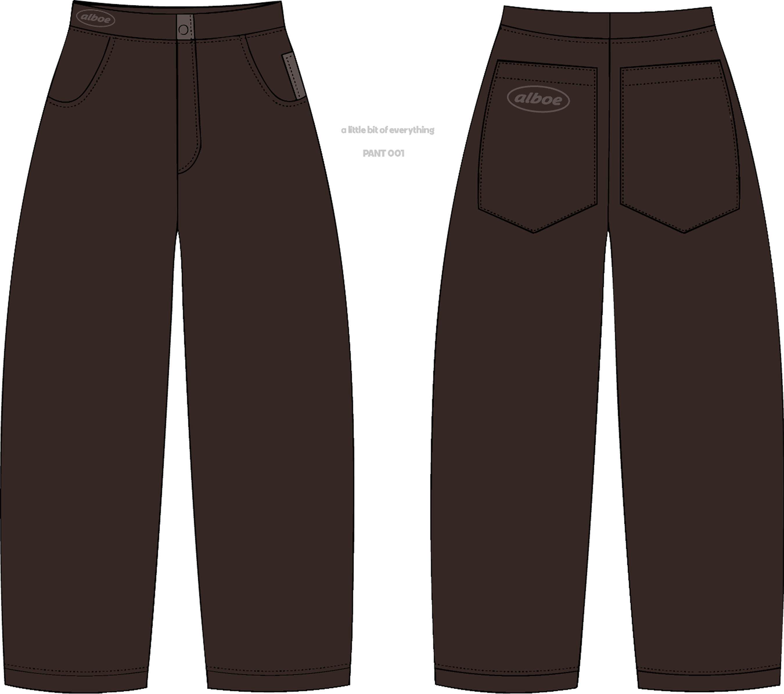 Brown pants mockup front and back