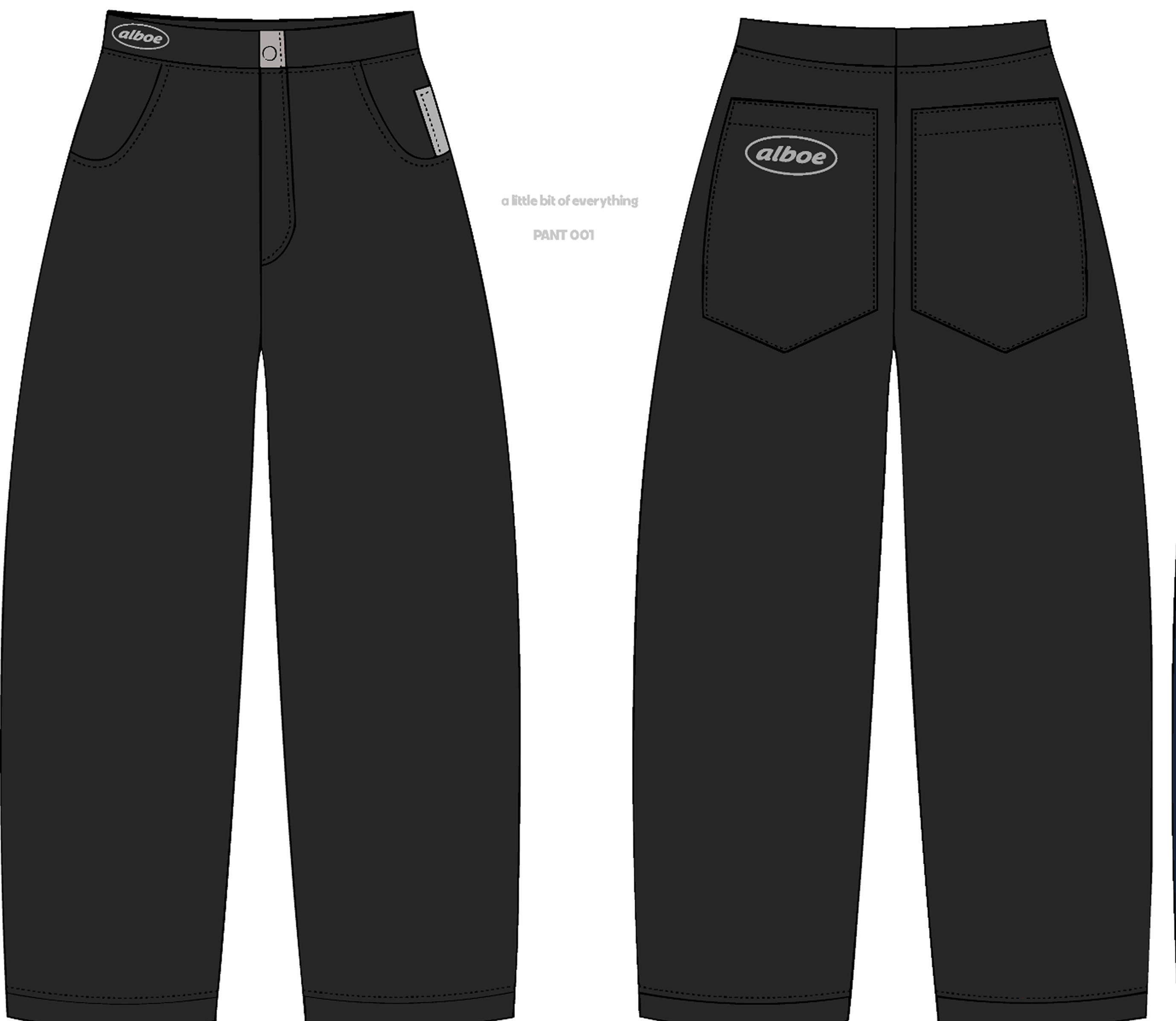 Charchoal pants mockup front and back